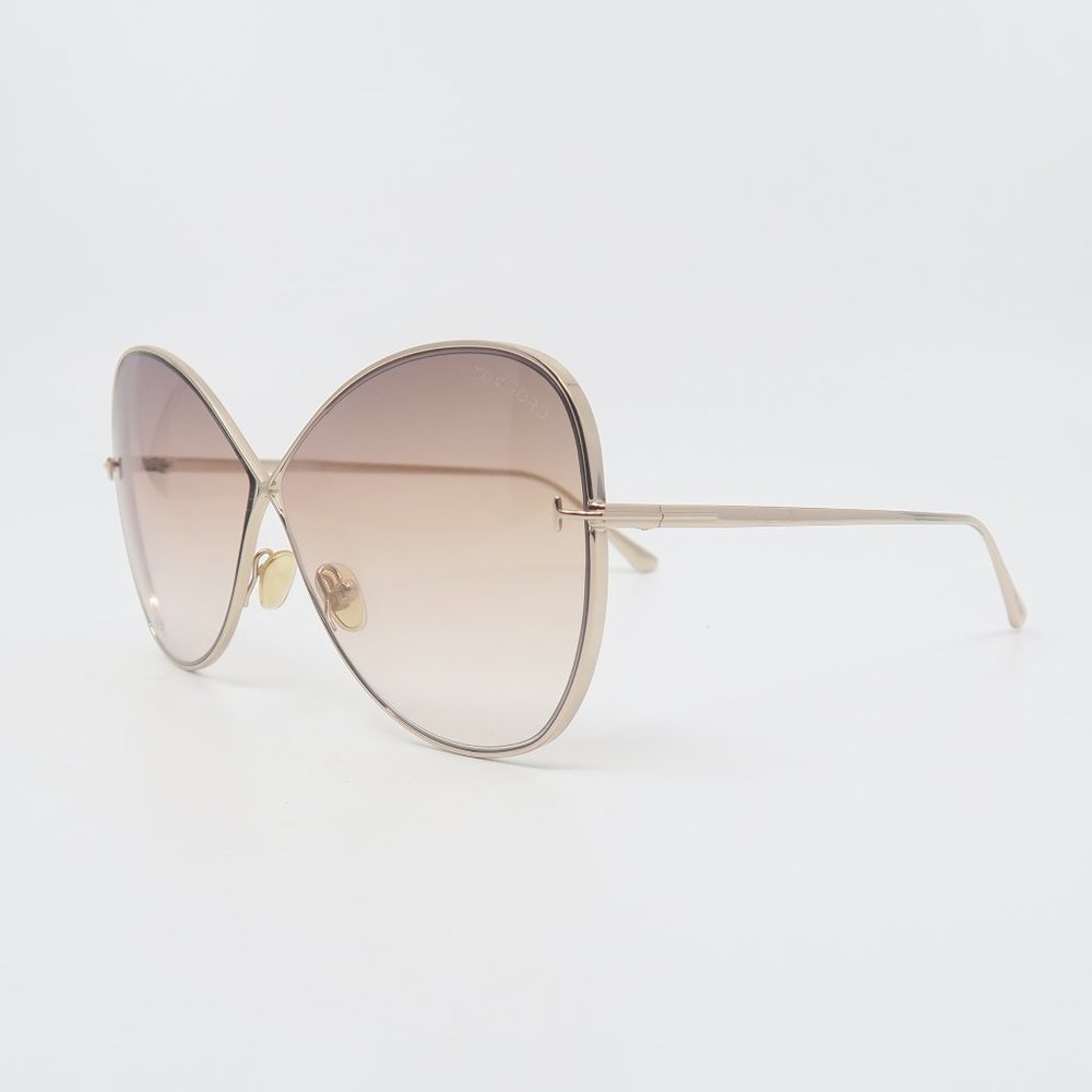 Tom Ford TF842 28F New Gold /Brown Gradient NICKIE Aviator Sunglasses with case. - Picture 2 of 6